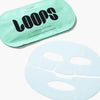 Hydrogel face mask with packaging labeled 'LOOPS' on a white background