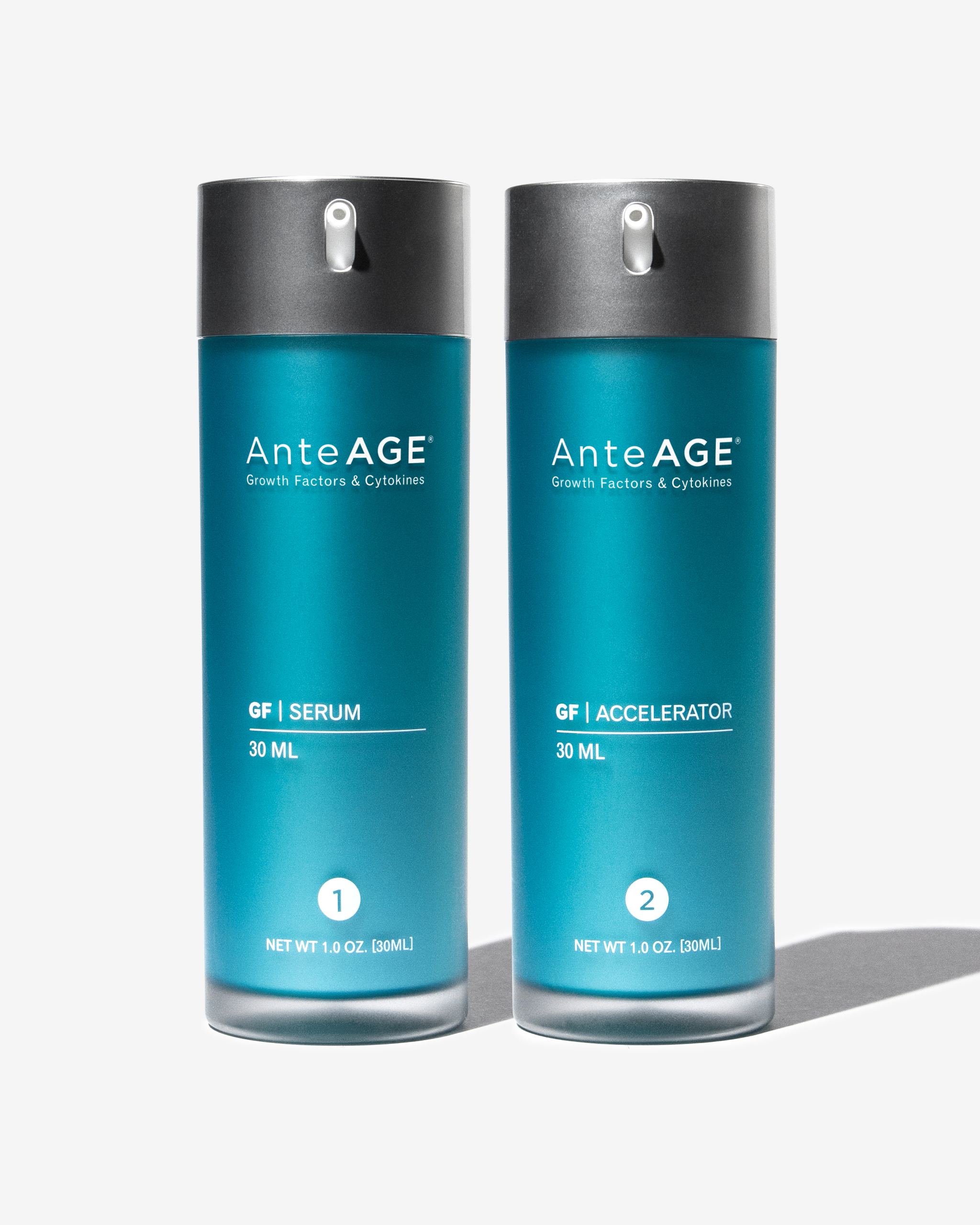 Two AnteAGE skincare bottles on a white background