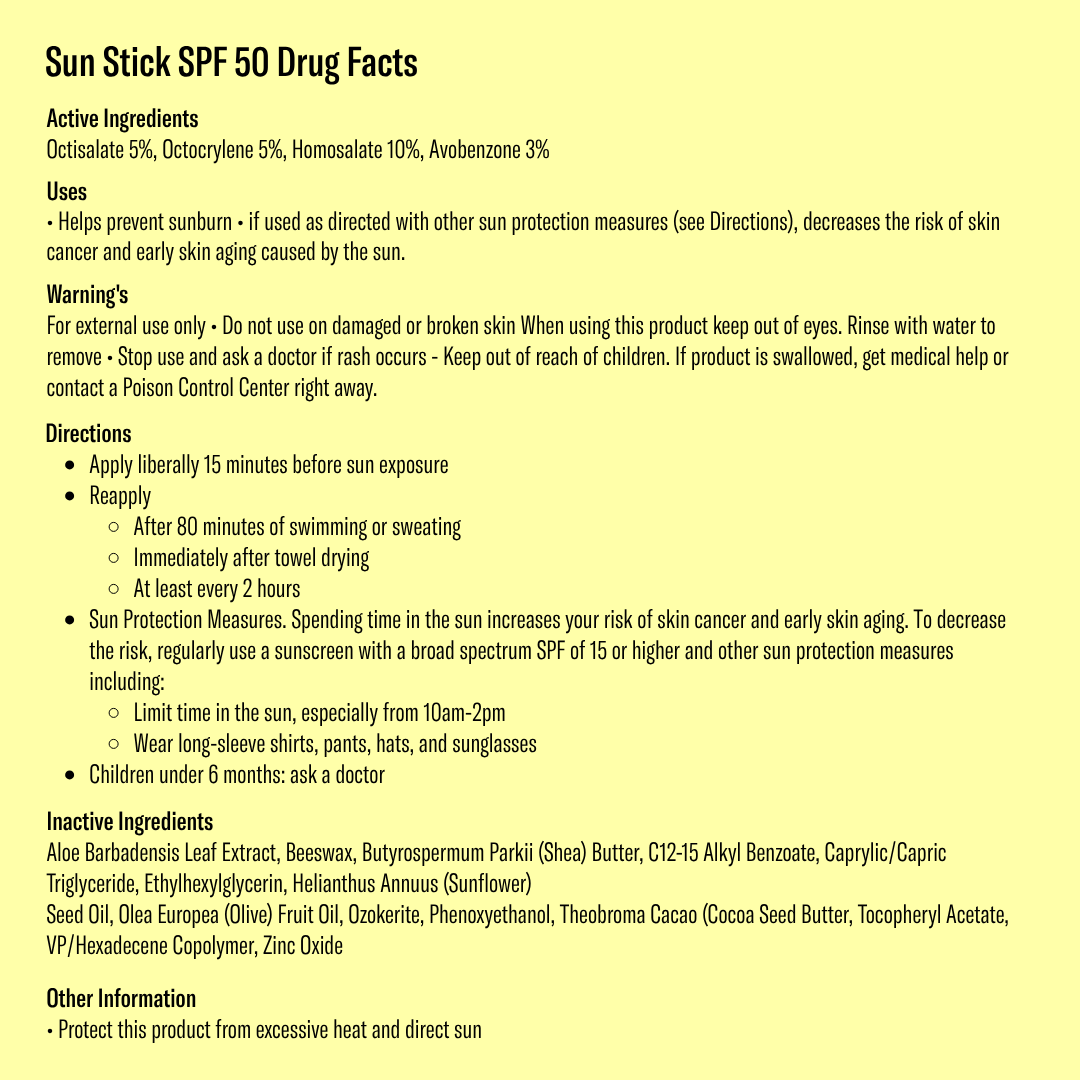 Bask SPF 50 Fragrance Free Suncreen Stick - Face & Lip Balm